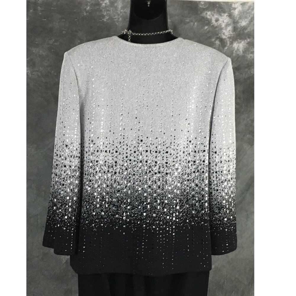 BEAUTIFUL st john knit black silver shimmer embellished evening skirt suit 8 - Picture 8 of 10